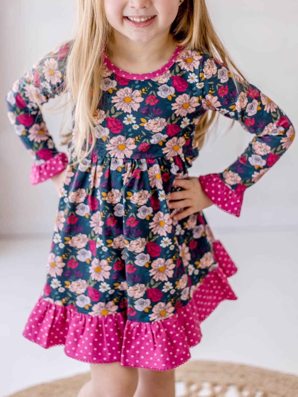 Matilda Jane Jewelberry Dreams Lap Dress Floral Polka Dot Ruffle Size 3T